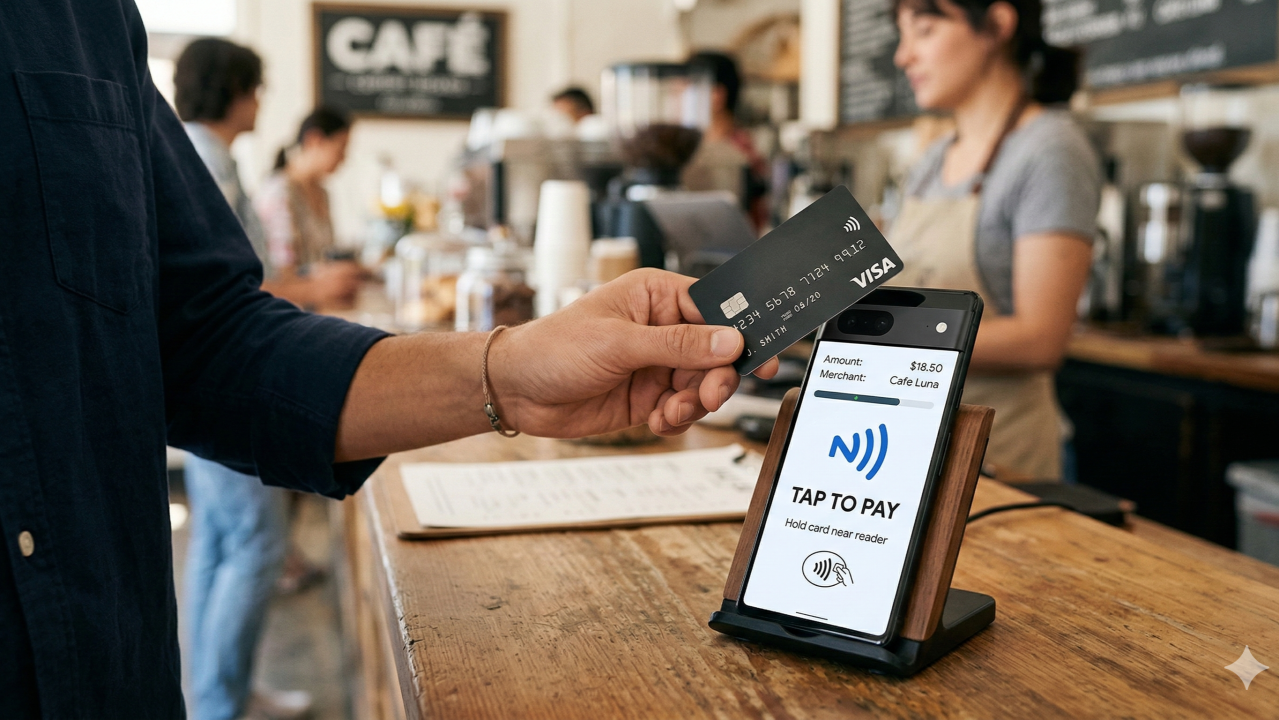 Tap to Pay on phone using NFC illustration